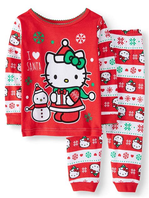 Disney Hello Kitty Christmas Long Sleeve Tight Fit Pajamas 2pc Set