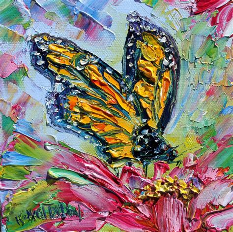 Butterfly Painting Monarch Art Original Oil Palette Knife