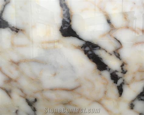 Black And Gold Veins Polished White Marble From China