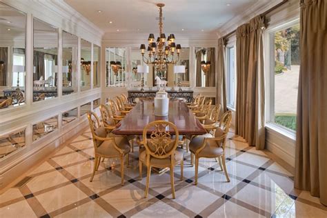 Elegant Dining Room Features Marble Flooring Dekor