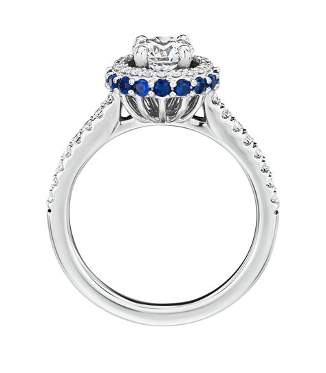 Hidden Sapphire Halo Diamond Engagement Ring In Platinum 13 Ct Tw