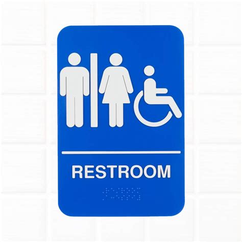 Ada Women Restroom Sign With Braille Blue And White X Inches Ada
