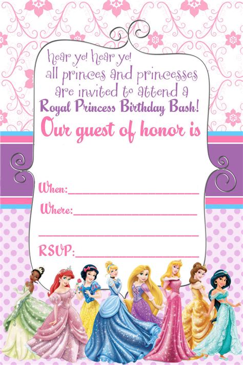 9 Best Images Of Free Printable Princess Invitation Cards Free