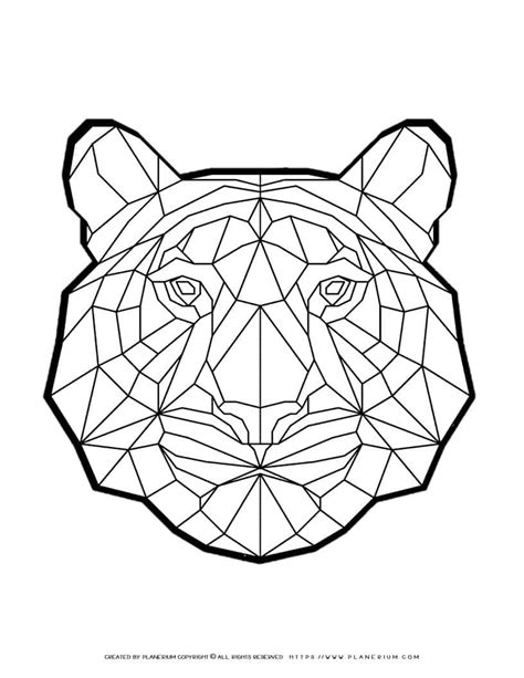 Animals Coloring Page Geometric Tiger Face Planerium