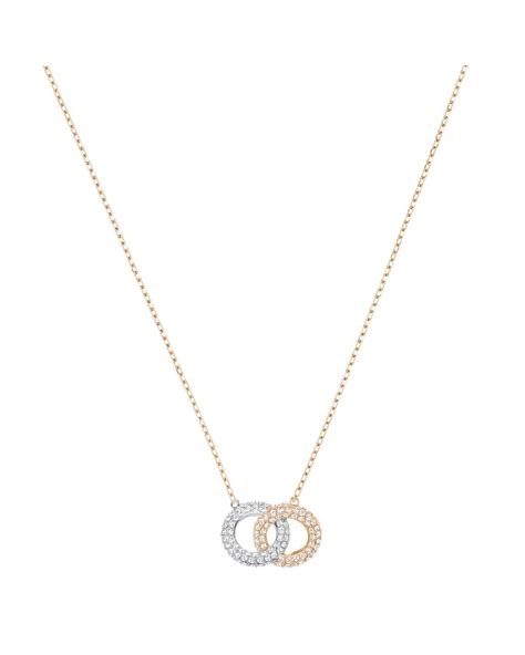 Swarovski Stone Interlocking Circle Pendant Necklace With White