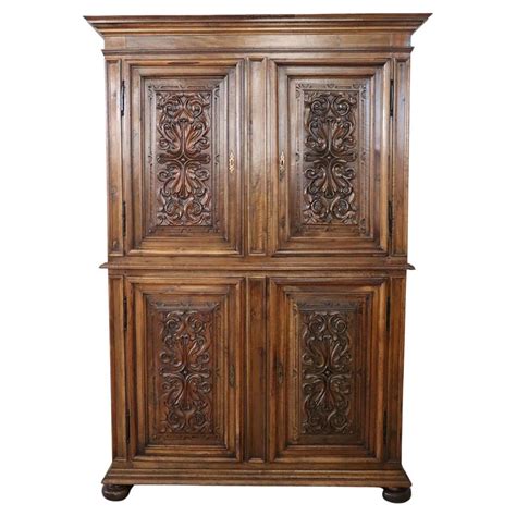 Large 19th Century Cabinet In Walnut With Bun Feet For Sale At 1stdibs