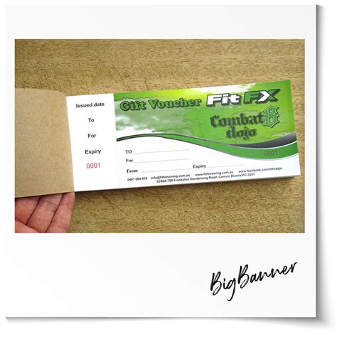 Gift Voucher / Gift Certificate (Cheque Book Style) - Big Banner Australia