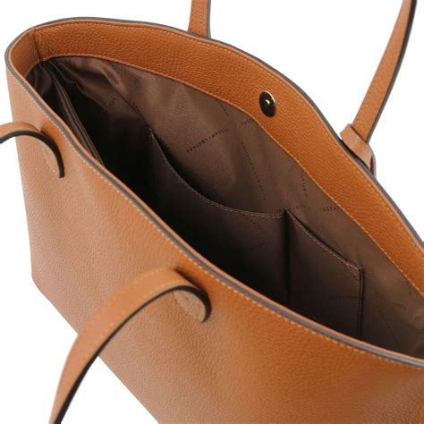 Tuscany Leather TL141828 TL Bag Borsa Shopping In Pelle Morbida Cognac