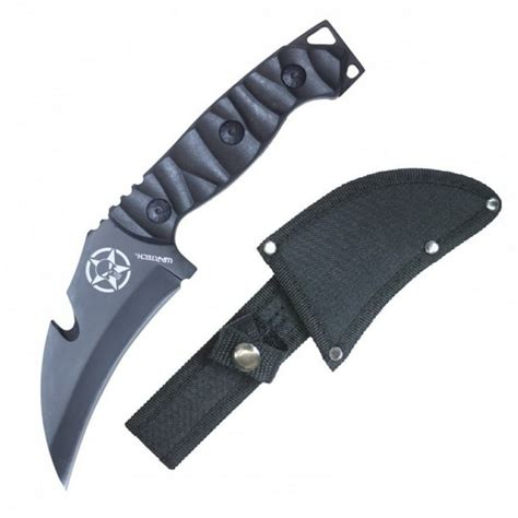Tactical Knife Wartech 85 Overall Full Tang Black Hawkbill Gut Hook