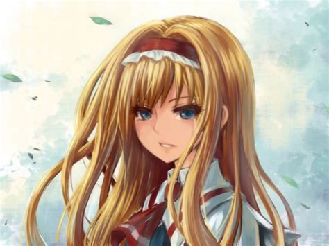 Blonde Anime Girl Blue Eyes Angry Expression Face Blonde Hair