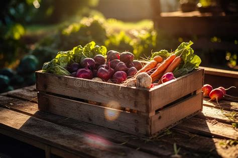 Freshly Grown By Nature A Crate Full Of Fresh Produce Vegetables From