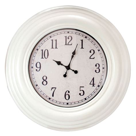 Kiera Grace Oversized 28 Inch Wall Clock With Distressed White Finish
