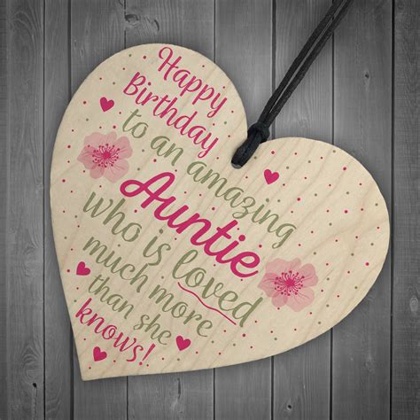 Birthday Gifts For Auntie Thank You Wooden Heart Plaque Sign