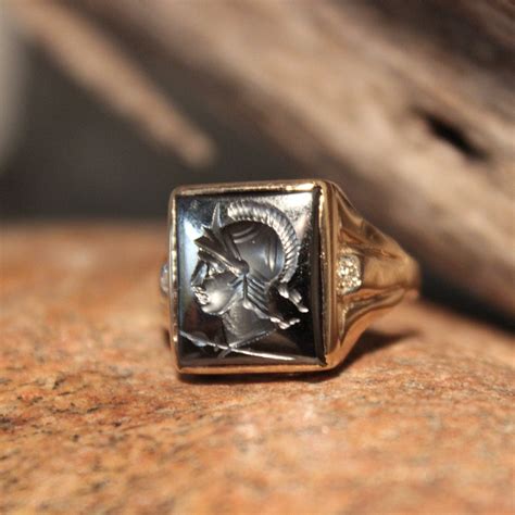 1940s Mens 10k Solid Gold Ring Roman Soldier Diamond Ring Etsy