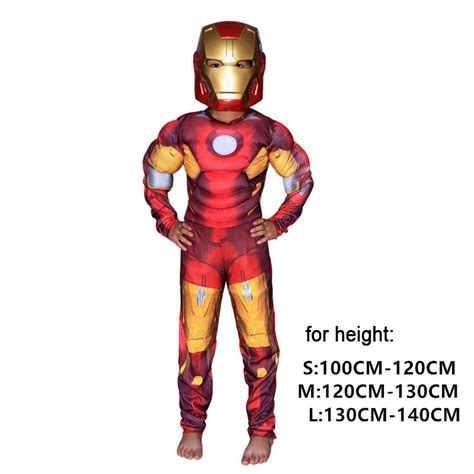 Boys Iron Man Cosplay Superhero Muscle Jumpsuit Kids Ironman Costumes