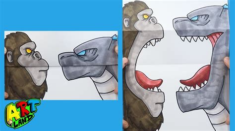 How To Draw A Kong Vs Godzilla Surprise Fold Youtube