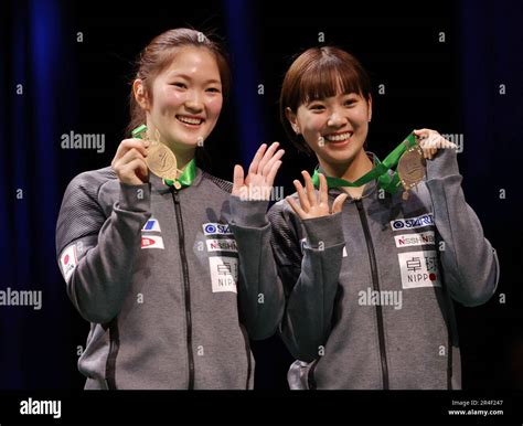 Miyuu Kihara And Miyu Nagasaki Of Japan Celebrate During An Award