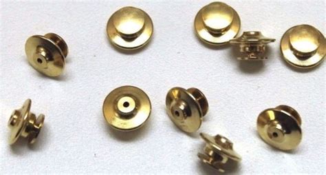 Brass Jewelers Locking Clutch Backs Pin Back Tie Tack Backs Lot Of 12