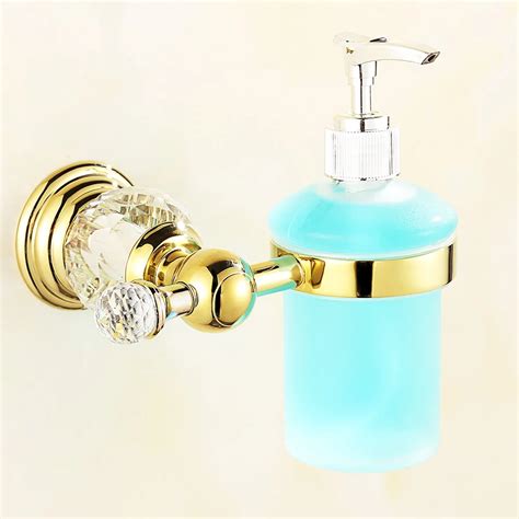 European Gold Plated Crystal Liquid Soap Dispenser Holder Bath Glass Bottle Liquid Perfume