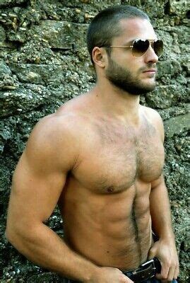 Shirtless Male Muscular Hairy Chest Abs Beard Beefcake Hunk Jock Photo X C Ebay