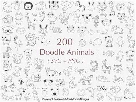 200 Animal Doodle Svg Bundle Animal Svg Doodle Svg Etsy