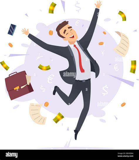 Happy Businessman Jumping Proffesional Successful Young Office Manager