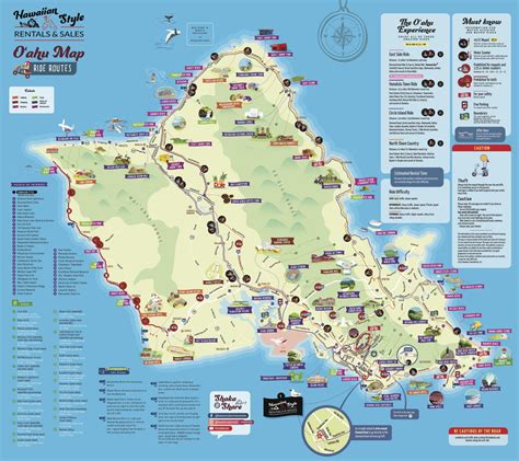 Oahu Moped Map Hawaii Moped And Scooter Rental Tour Map