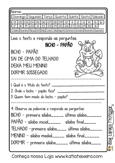 Atividade De Leitura Para O 2º Ano Livros