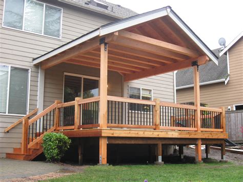 Fir Timber Framed Roof Cover Over Cedar Deck Built By Gunderson