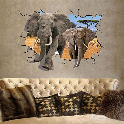 3d Elephant Wall Sticker Art Decal Kids Home Decor Mural New Avec