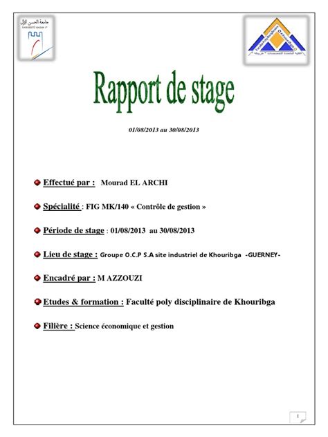 Rapport De Stage Gestion Administration