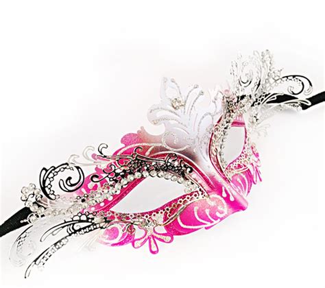 Hot Pink And Silver Laser Cut Metal Masquerade Mask Maskarade New Orleans Best Mask Store