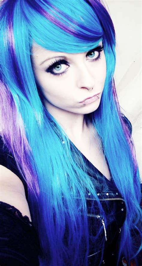 Blue Purple Emo Scene Hair Style Girl Bibi Barbaric