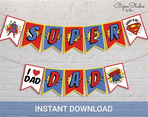 Super Dad Printable Banner Happy Fathers Day Diy Banner Etsy Australia