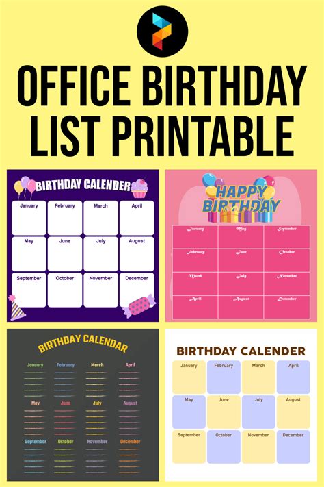 10 Best Office Birthday List Printable Printableecom Printable Images