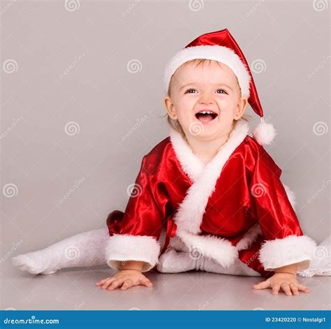 Cute Baby Dressed As Santa Claus Stock Photo Image Of Expression