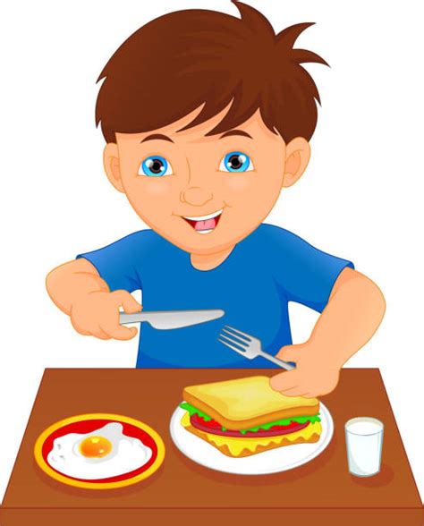 Best Boy Eating Breakfast Illustrations Royalty Free