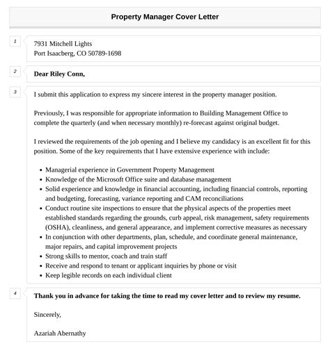 Property Manager Cover Letter Velvet Jobs