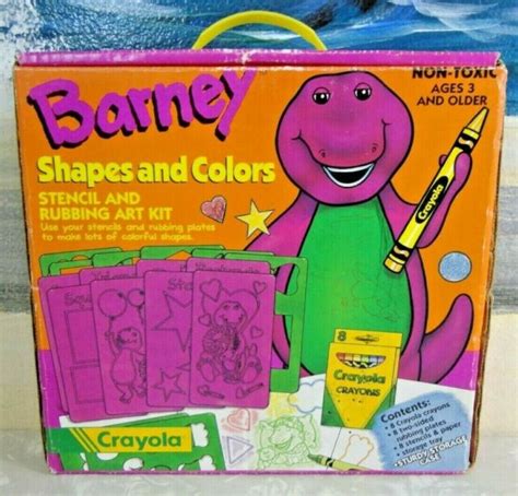 Crayola Barney Shapes And Colors Stencil And Rubbing Art Kit Rare Lk