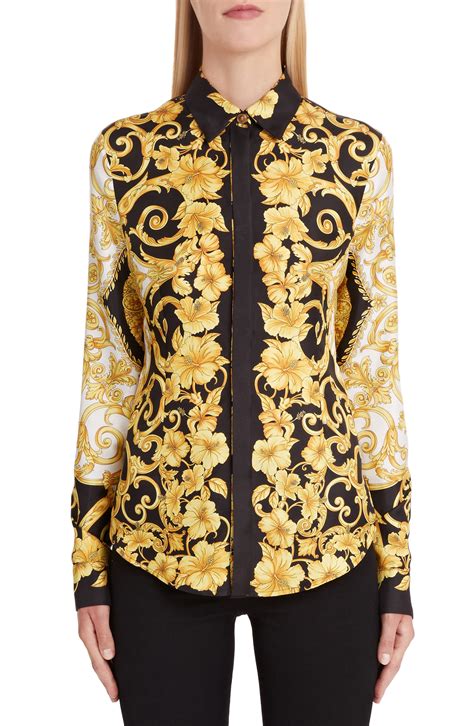 Versace Hibiscus Print Silk Shirt In 2020 Versace Silk Shirt Versace