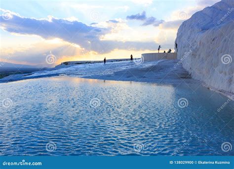 Evening Landscape Of Hop Mountain In Pamukkale At Sunset Stock Photo
