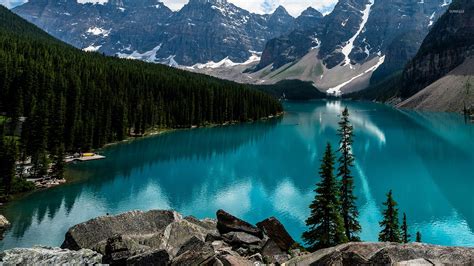 Amazing Turquoise Water In Moraine Lake Wallpaper Nature Wallpapers