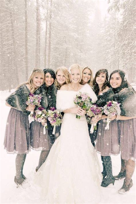 Gorgeous Winter Wonderland Winter Bridesmaids Winter Wedding