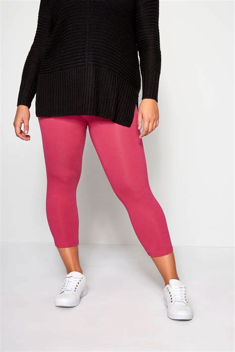 Plus Size Bright Pink Cropped Leggings Sizes To Yours Clothing