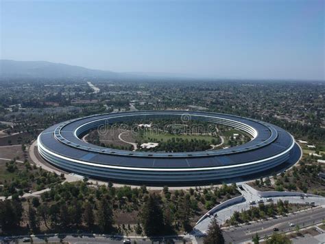 Aerial View Of Apple Park Located In Cupertino Seen On A Bright Sunny