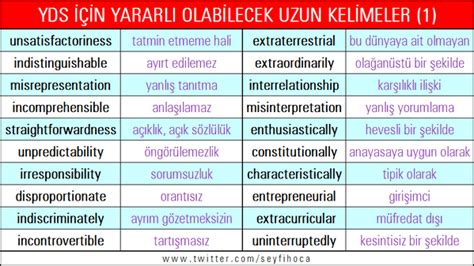 YDS İçin Yararlı Olabilecek Uzun Kelimeler