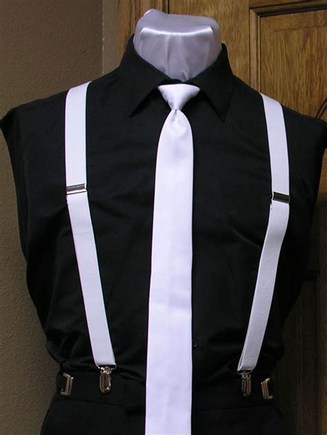 White Suspender Men S Inch X Back Clip Suspender With White Skinny