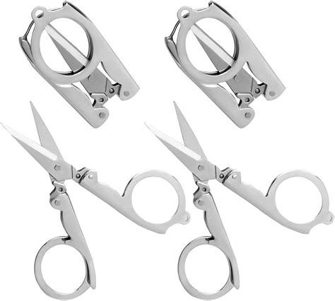 Folding Scissors 4pcs Stainless Steel Small Scissors Pocket Portable Foldable Travel Scissors