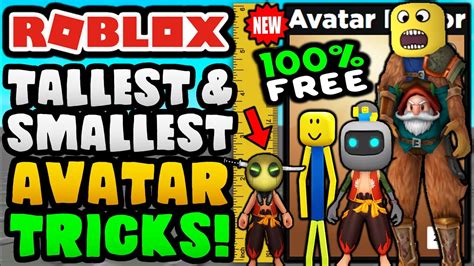 Smallest And Tallest Avatar Tricks For Free 0 Robux Roblox Youtube