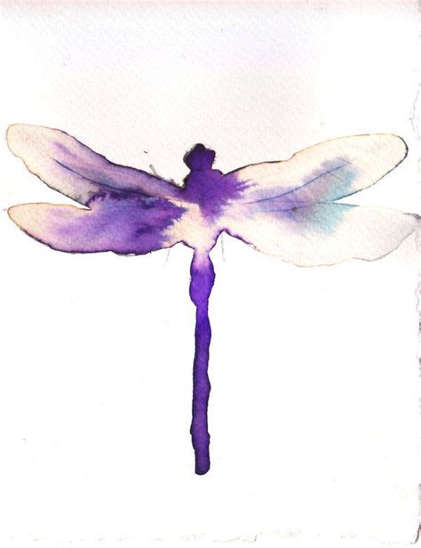 Items Similar To Purple And White Dragonfly Original Watercolour